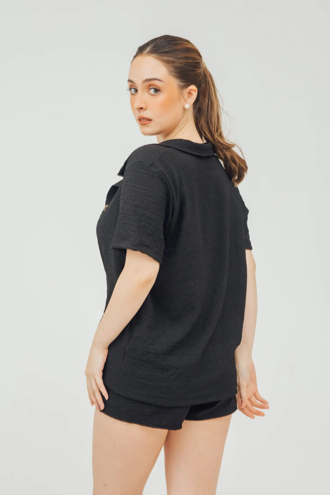 Nala Linen Button Down Polo and Shorts Set